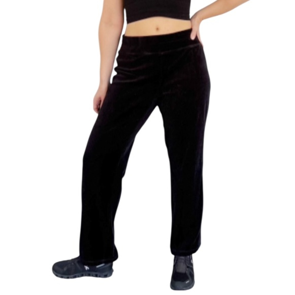 Vintage Y2K Onque Casuals black low rise wide leg velvet lounge pants medium